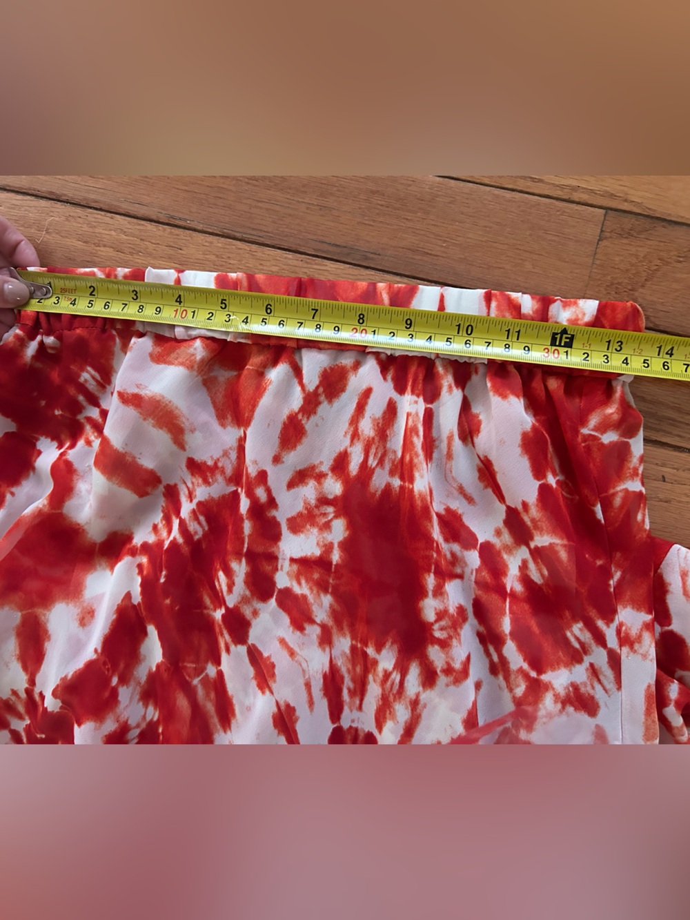INC International Concepts Red White Tie Dye Maxi Skirt Small Bohemian Flowy - Picture 6 of 8